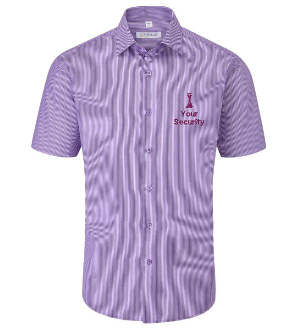 H146 MENS SEMI CUTAWAY COLLAR S/S STRIPE SHIRT