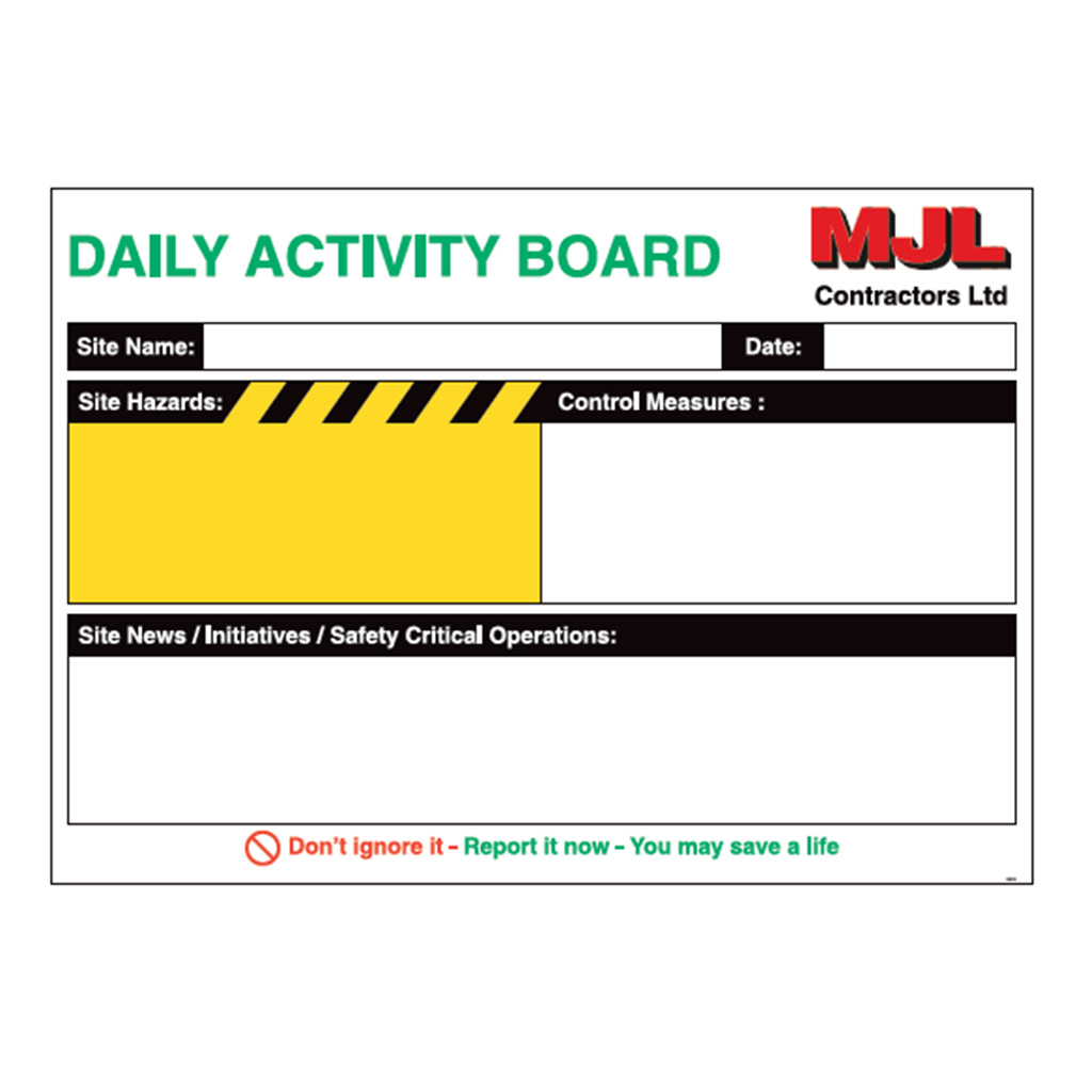 MJL DAILY ACTIVITY BOARD FFS 101-841 X 594MM 3MM COMPOSITE C/W UV BURKLE