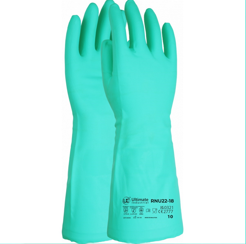 RNU22 PREMIUM 18" UNLINED NITRILE CHEMICAL GAUNTLET